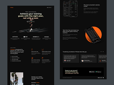 FitMate Landing Page app exercise fit fitness fitness app gym health landing page lifestyle mobile app training ui ux visual design website workout