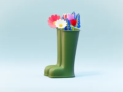 Spring time low poly 3d 3d art 3d artist artwork blender blender3d boots color concept design digital eevee flower illustration low poly lowpoly lowpoly3d minimal render spring