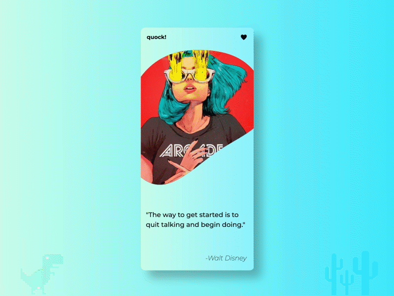 Quock! - app for cool quotes animated app app design application clean glitch grunge illustraion minimal mobile motion design quotes ui ui animation uidesign ux