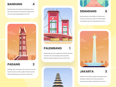 Card Illustration - Indonesian Landmark bright color building building illustration card design card ui clean design flat graphic design illustration indonesia designer ios minimal travel travel illustration ui vector white