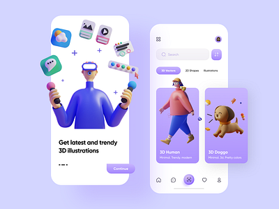 Illustration Mobile App 3d app design colors concept creative design figma illustration illustrationapp interface minimal mobile ui modern ui uidesign uiux visual design