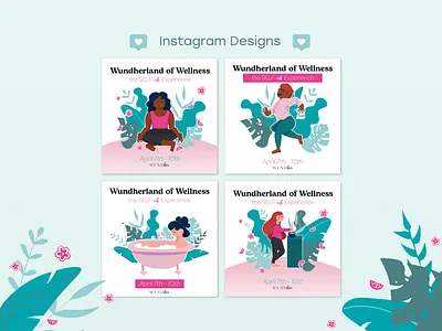 Instagram Posts design icons illustraion leaves minimal social media women