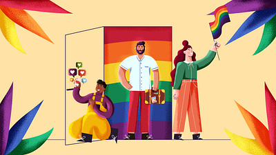 Coming out illustration series - #1 character design coming out drawing editorial editorial illustration flag grain illustration illustration art lgbt lgbtq lgbtqia lover newspaper newspaper illustration pride proud queer queer art texture