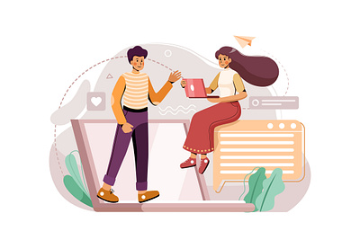 Online Meeting Illustration concept business communication freelance home illustration remote remotely stay at home staysafe teamwork together work workplace