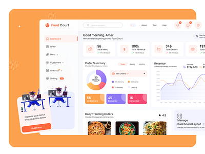 Web dashboard for food ordering system for admin user. admin dashboard design app design dashboard ui food app food delivery application food design food order ui dashboard web dashboard website design