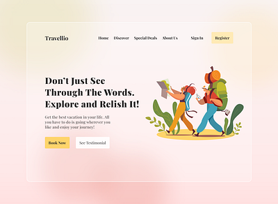 Travel Agency Landing Page design glass effect glassmorphism landing page design landingpage travel travel agency travel landing page traveling ui ui ux uidesign uiuxdesign webdesign website