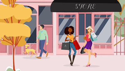 Shopping character design flat graphic design illustration shopping store vector website women