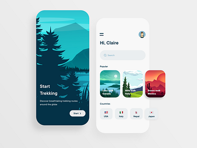 Trekking App Concept app apple iosapp iphone minimal nature travel travel app travelling travelling app trekking trekkingapp ui uidesign userinterface ux uxdesign uxui