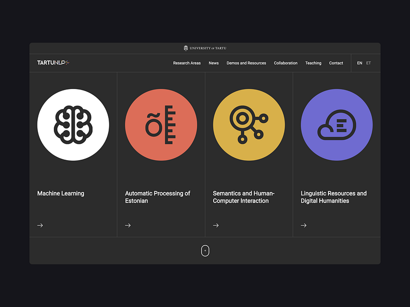 NLP Tartu Hero brand branding clean dark darkui logo minimal neuroscience nlp typography ui ux web