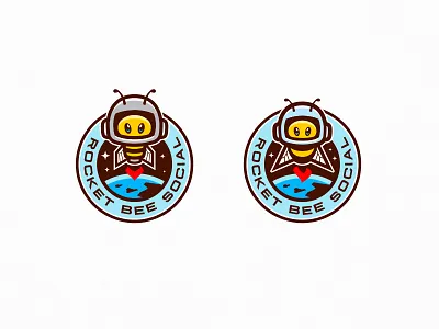 Rocket Bee animal astronaut bee cartoon character design esport hornet illustration label logo mascot planet rocket space sport sticker team vector