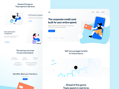 SaaS Landing Exploration bank banking benefits blue card cards finance finances finances app illustration landing landing page landingpage orange saas saas app saas landing page saas website spend yellow