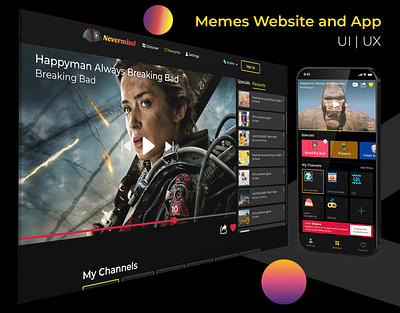 Memes Website UI UX dark theme ui funny memes web design