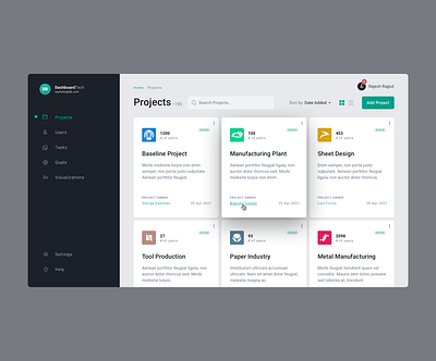Dashboard – Projects Screen application dailyui dashboard app dashboard design dashboard ui uiux ux
