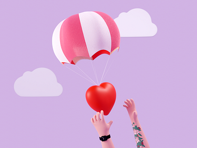 Supply - 3D illustration 3d apple watch b3d blender 3d clouds hands heart illustration love parachute render supply tattoo