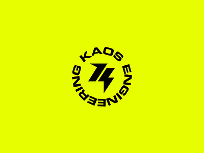 Kaos Engineering Logotype animation bicycle bike bolt branding design electric electric mobility energy engineering kaos logo logotype motion motion graphics motor technology yellow