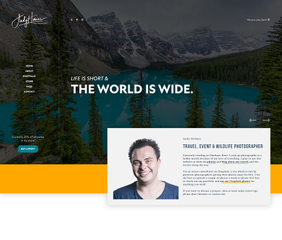 Andy Holmes Photography Redesign card design photographer photography photography portfolio portfolio sketch ui website yellow