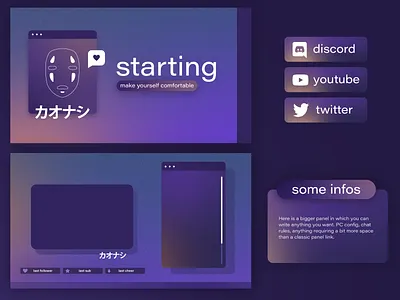 Kaonashi [V2] Spirited Away - Twitch Design/Overlay branding chihiro clean design design graphic design illustration kaonashi spirited away stream design stream graphics stream overlay stream package twitch design twitch graphics twitch overlay ui visual identity