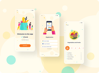 Check - Mobile Application Design for meal shopping design illustration mobile app ui ux vector