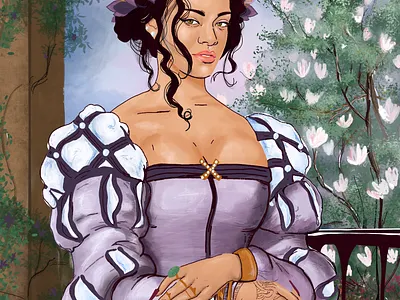 Rihanna art fashion illustration oil paint painting procreate renaissance