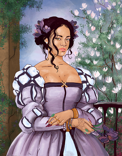 Rihanna art fashion illustration oil paint painting procreate renaissance