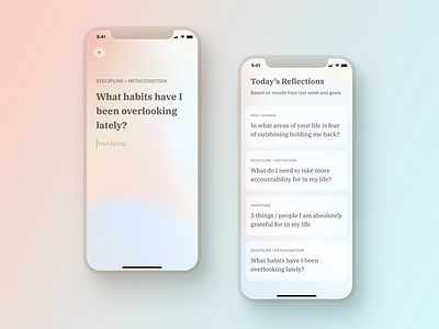 Guided Journaling App | Lihght design iphone minimal stoic typography ui ux