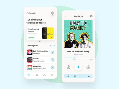 Podcast App Concept app design application clean clean ui concept interface modern music music player podcast popular shot ui ux