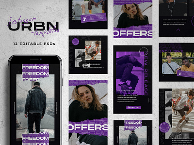 URBN - Social Media Posts and Stories advertising branding design facebook post instagram instagram banner instagram post photoshop photoshop template social media social media design social media pack social media posts social media templates streetwear template urban web banner