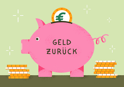 Piggy Bank for Deutsch Perfekt coin drawing editorial euro illustration omney photoshop pig piggy bank tax tax return