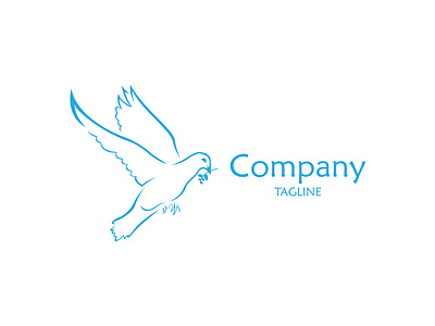 Dove Holding Branch Logo branch branding company design dove fly flying hold holding logo pigeon vector white