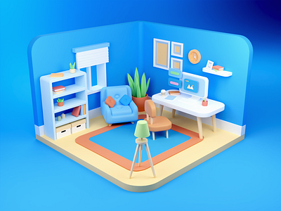 3D Room 3d 3d illustration 3d modeling architecture blender composition design house illustration isometric modeling perspective room ui ux vray web workspace