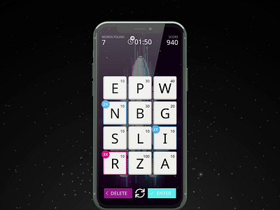 Hyperspace Word Race for iOS with Skillz Integrated app development backend crossplatform design development game ios mobile skillz ui unity3d ux