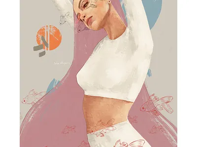 bodysuit2 abstract animals beige botanical art character design fashion fashion illustration fish floral flower print girl illustration illustration illustration art nature pink