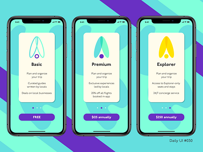 Daily UI #030 daily ui daily ui 030 dailyui dailyui030 dailyuichallenge design pricing travel app ui