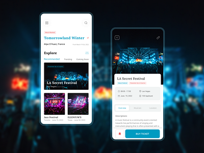 Music Event Application adobexd app design best2021 blog clean elegant event explore festival figma ios mobile app music performance profile show simple trend2021 trending ui