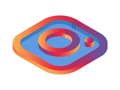 Instagram pool concept art design flat illustration instagram minimal vector