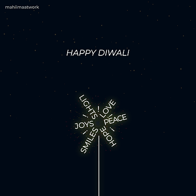 Happy Diwali concept art design diwali diya festival flat instagram typogaphy typography design