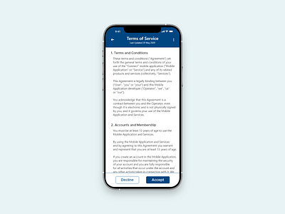 Terms of Service app design ui ux