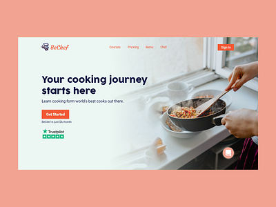 BeChef cooking school website adobe xd cooking course food hero web