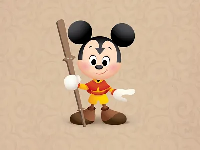 Mickey The Last Airbender adobe illustrator character design cute disney illustration jerrod maruyama jmaruyama kawaii quickie mickey vector