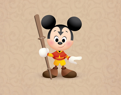 Mickey The Last Airbender adobe illustrator character design cute disney illustration jerrod maruyama jmaruyama kawaii quickie mickey vector