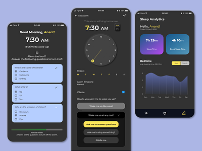 Alarm app app design mobile mobile design mobile ui ui ui design uiux ux