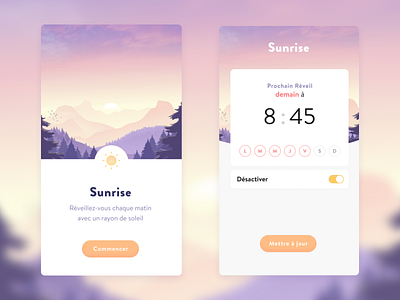 Sunrise Alarm Clock app application design french illustration ui ux