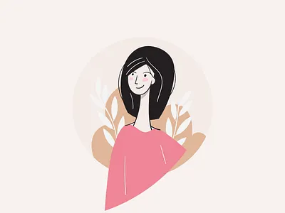 Girl character cloud design flat illustration forest girl illustration vector woman