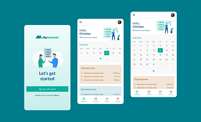 Schedule dashboard app design illustration ui