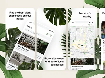 Bootanical Plant Shop App Store Screenshots app app design app store app ui branding design flat icon minimal mockup store app ui ux