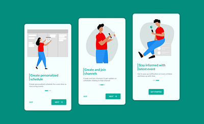 Mobile onboarding app design illustration ui ux