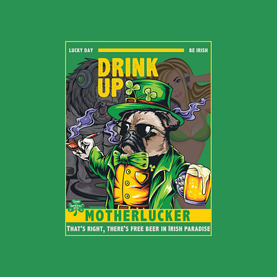 Drink Up bulldog dog drink up drinking drinking buddy drinking bulldog drinking dog drinking night drinking party drinking team illustration irish drinking team patricks day st patricks day