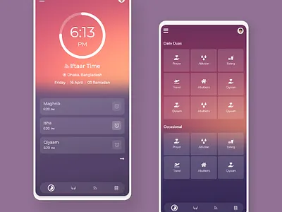Ramadan Times App alarm app alarm clock aurora clock app glassmorphic glassmorphism islamic islamic app mobile app design mobile ui ramadan ramadan kareem ramadan mubarak schedule app timer app
