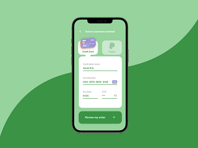 Credit Card App - Daily UI 2 app branding color create creative credit card credit card payment daily ui daily ui 002 green minimal mobile pastel