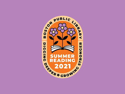 Boston Public Library Summer Reading Logo 2021 books design flowers illustration library logo summer typography vector